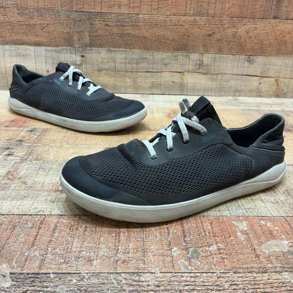 OluKai Moku Pae Shoes Mens Size 12 45 Black Mesh Lightweight Casual Sneaker